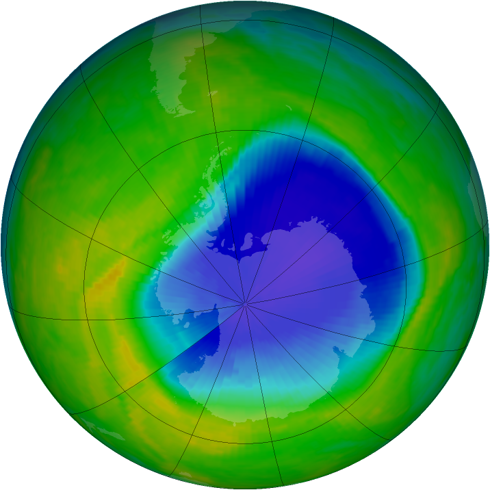 Antarctic ozone map for 03 November 1992